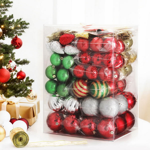 155PCS Christmas Bauble Ornament Set – Red & Green Shatterproof