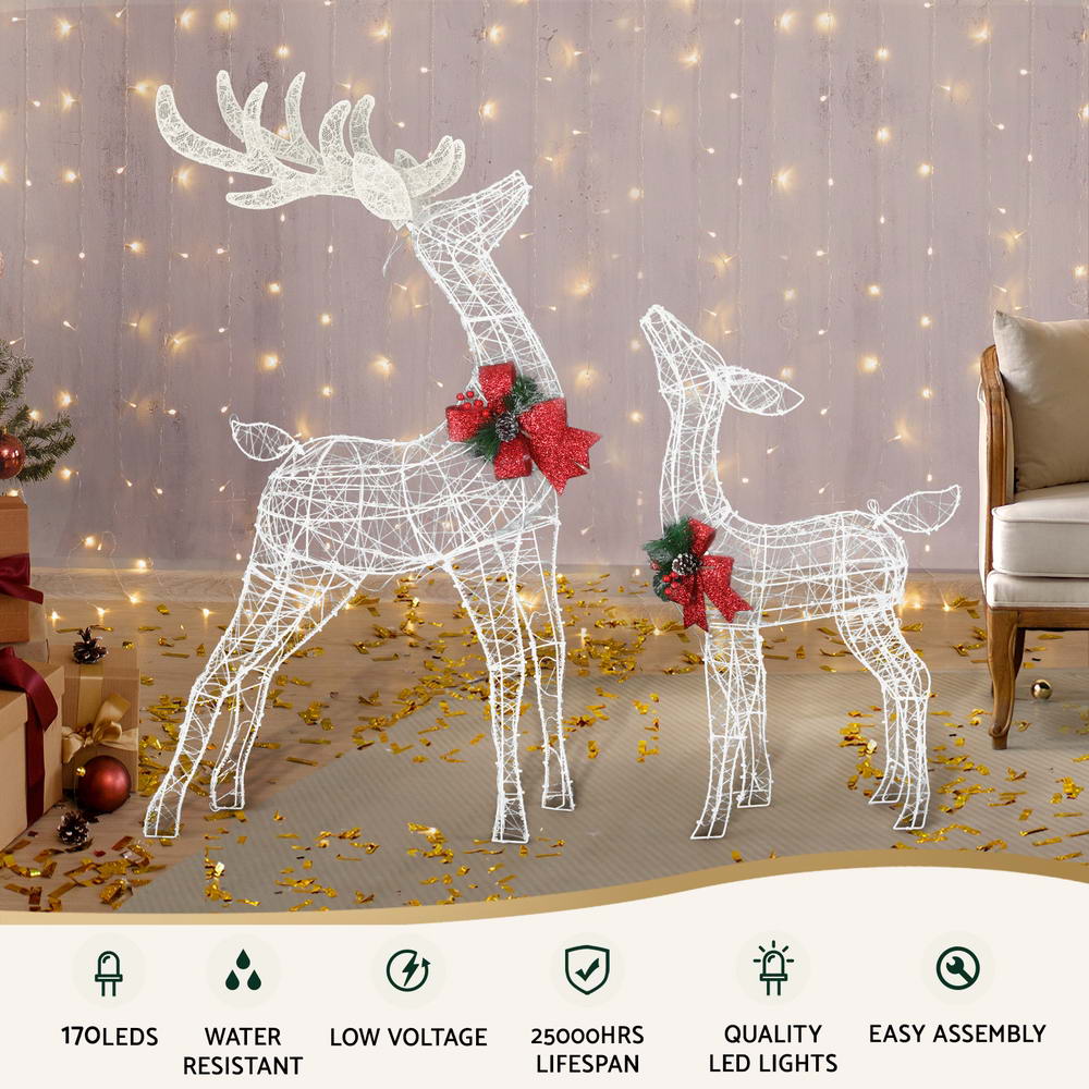 2 Piece Light-Up Reindeer Set with 170 Warm White LEDs