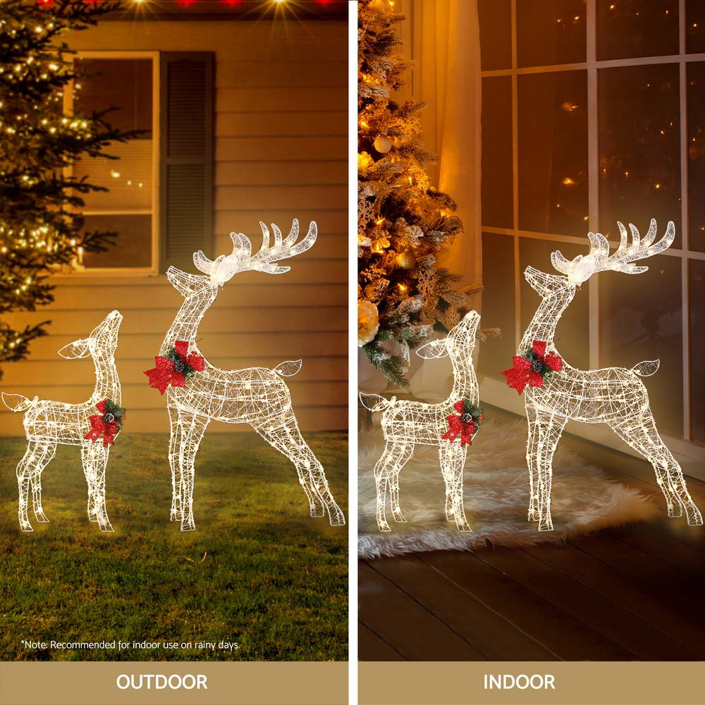 2 Piece Light-Up Reindeer Set with 170 Warm White LEDs