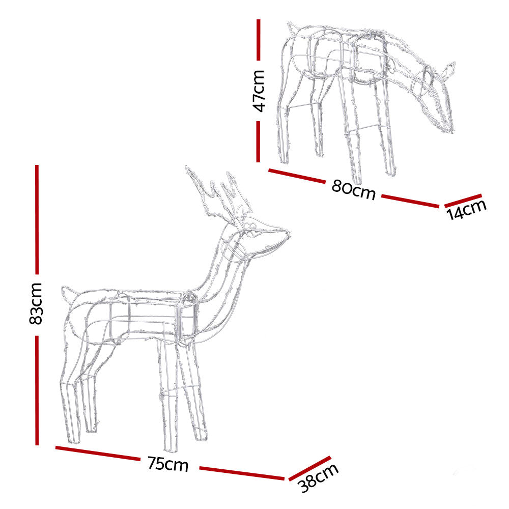 83CM Reindeer Motif Light Set – Cold White LEDs 200 Lights