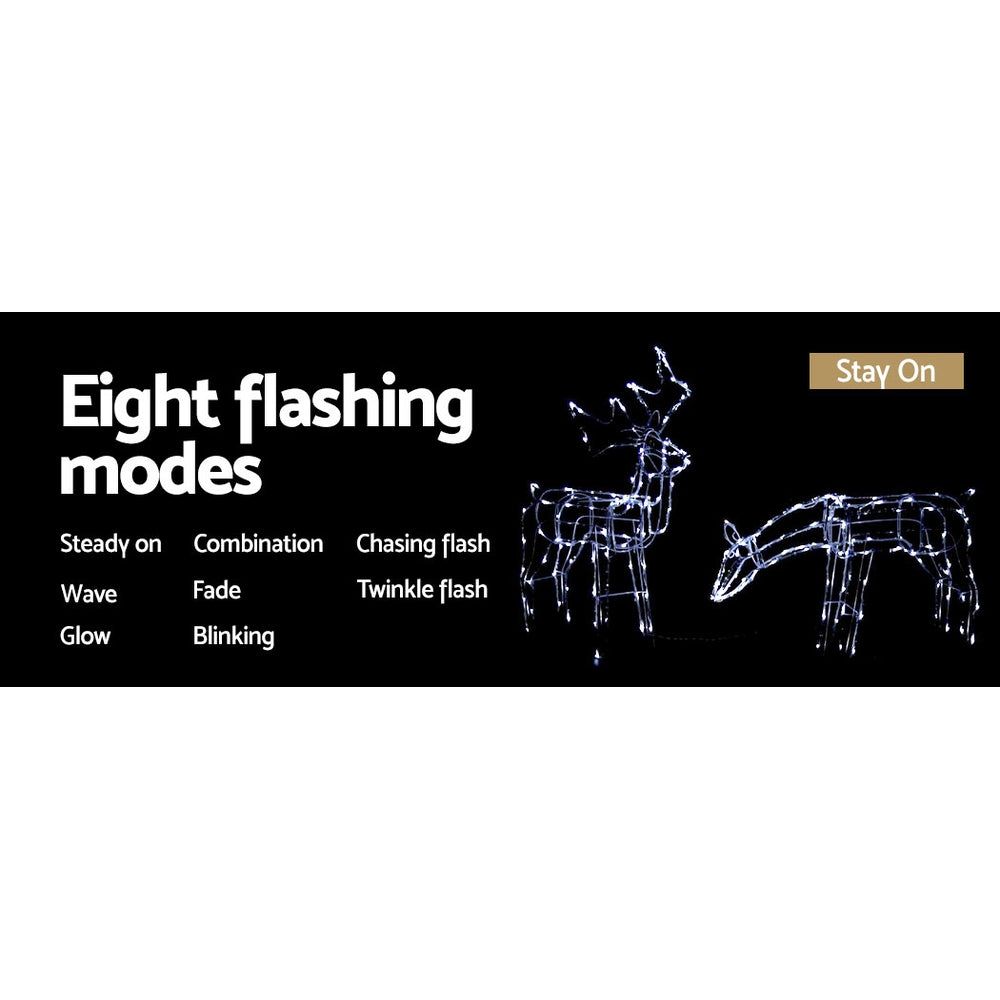 83CM Reindeer Motif Light Set – Cold White LEDs 200 Lights