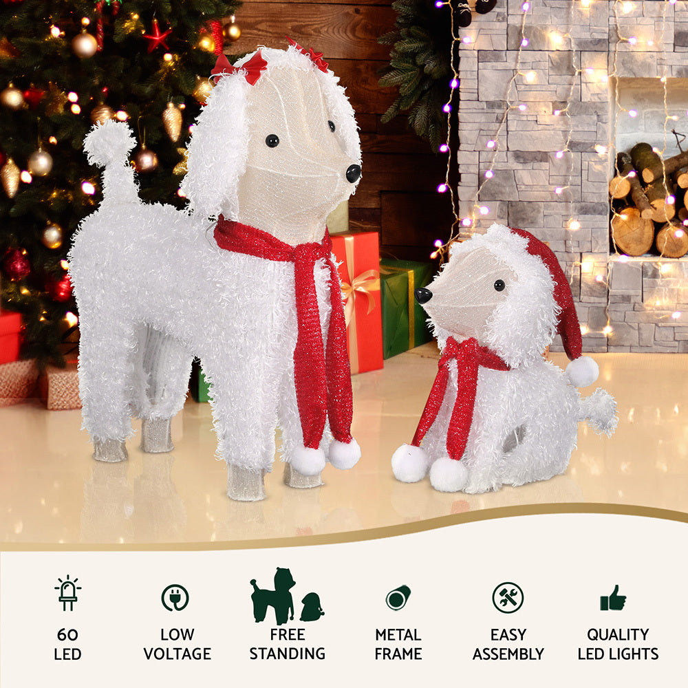 60 LED Dog & Puppy Christmas Light Decoration Set