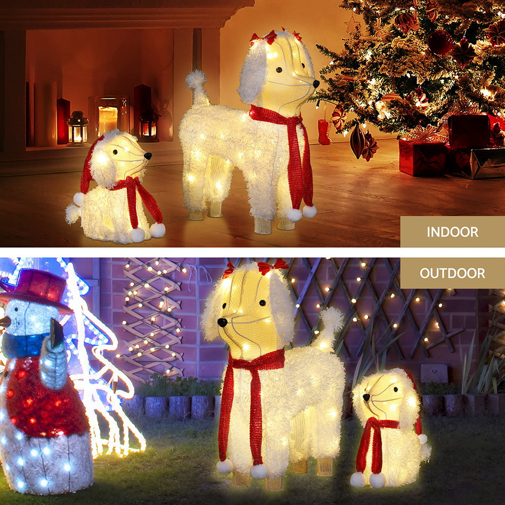 60 LED Dog & Puppy Christmas Light Decoration Set
