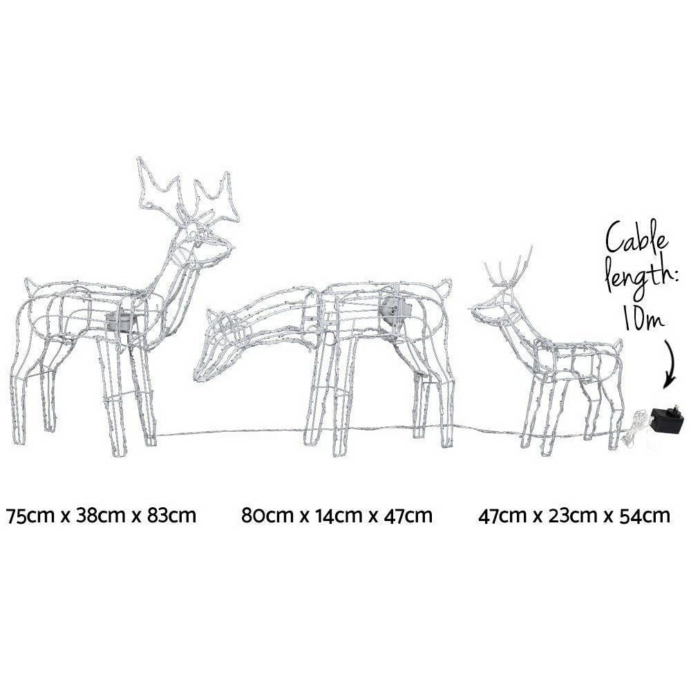 83CM Reindeer Family Motif Light Set – Cold White LEDs 250 Lights