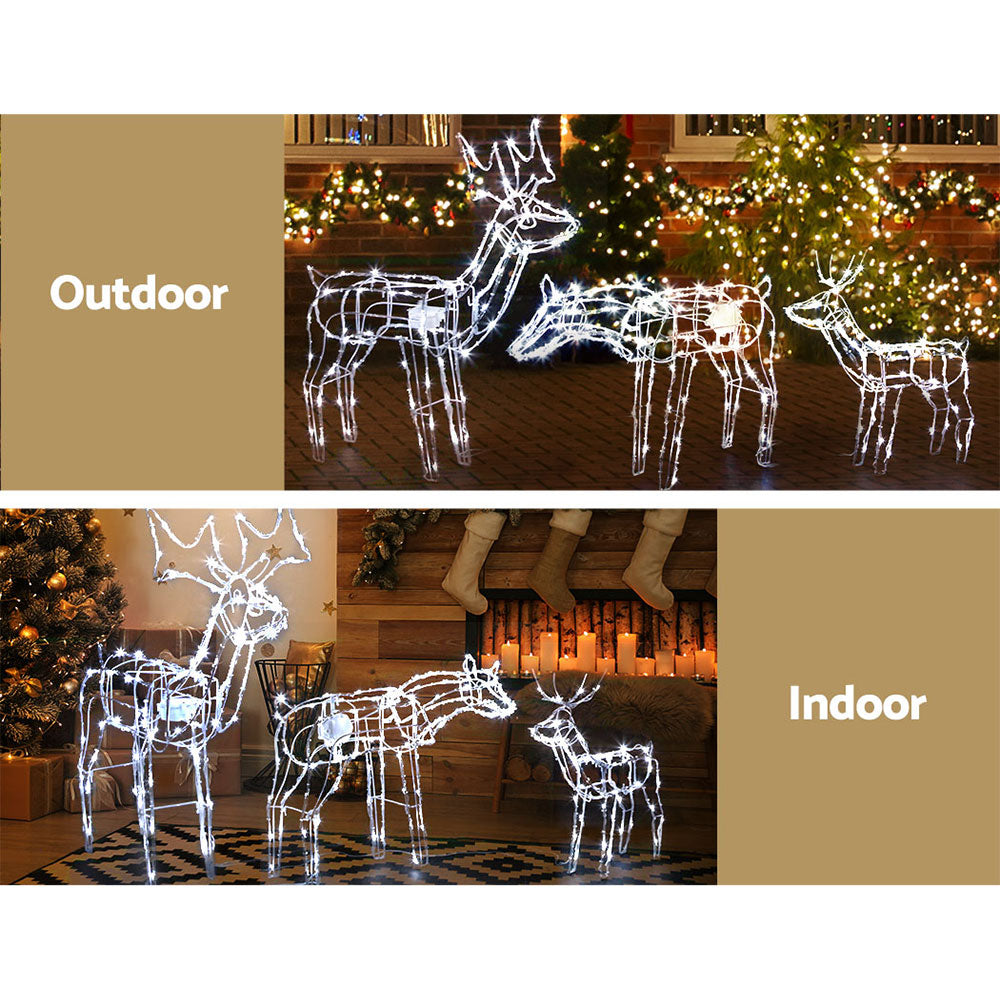 83CM Reindeer Family Motif Light Set – Cold White LEDs 250 Lights