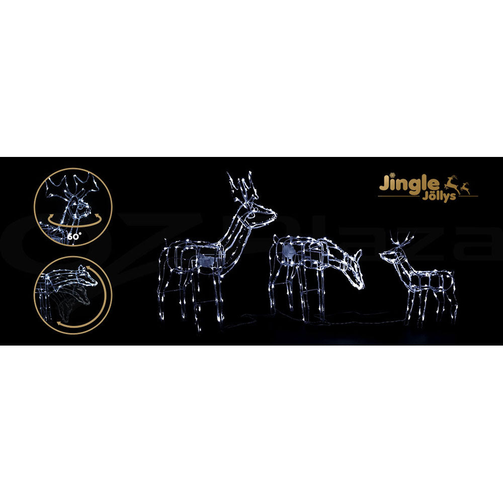 83CM Reindeer Family Motif Light Set – Cold White LEDs 250 Lights