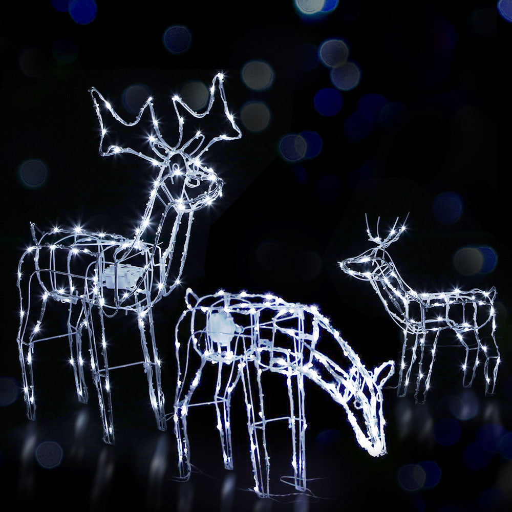 3 Piece Light-Up Reindeer Family with 250 Cool White LEDs