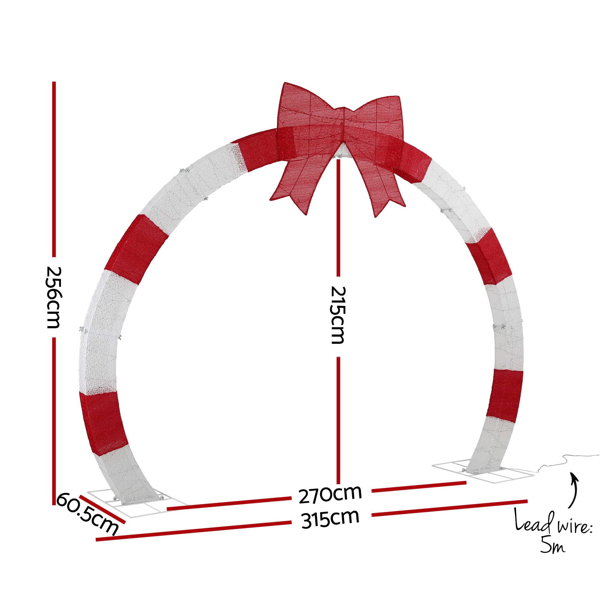 2.5M Pre-Lit Christmas Archway with Bow – 330 Warm White LEDs