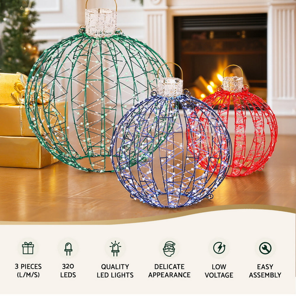 3-Piece Sphere Motif Light Set – RGB LEDs 320 Lights
