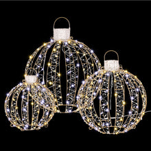 3PCS 3D Christmas Ball Motif Light Set – 360 Warm & Cool White LED Lights