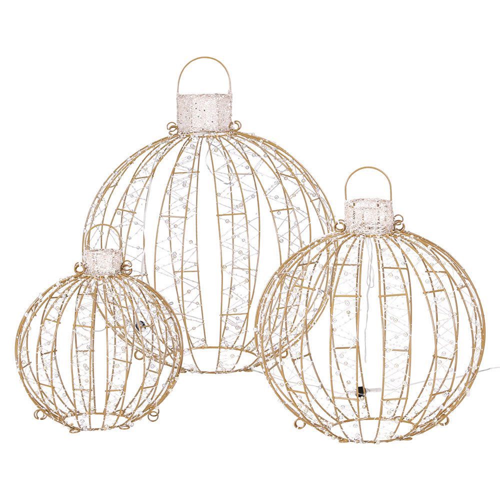 3PCS 3D Christmas Ball Motif Light Set – 360 Warm & Cool White LED Lights