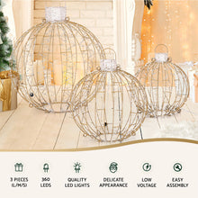 3PCS 3D Christmas Ball Motif Light Set – 360 Warm & Cool White LED Lights