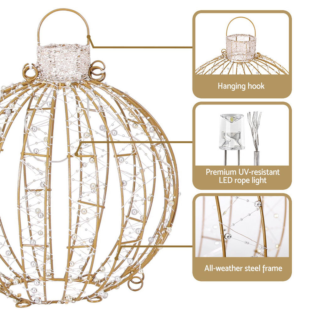 3PCS 3D Christmas Ball Motif Light Set – 360 Warm & Cool White LED Lights