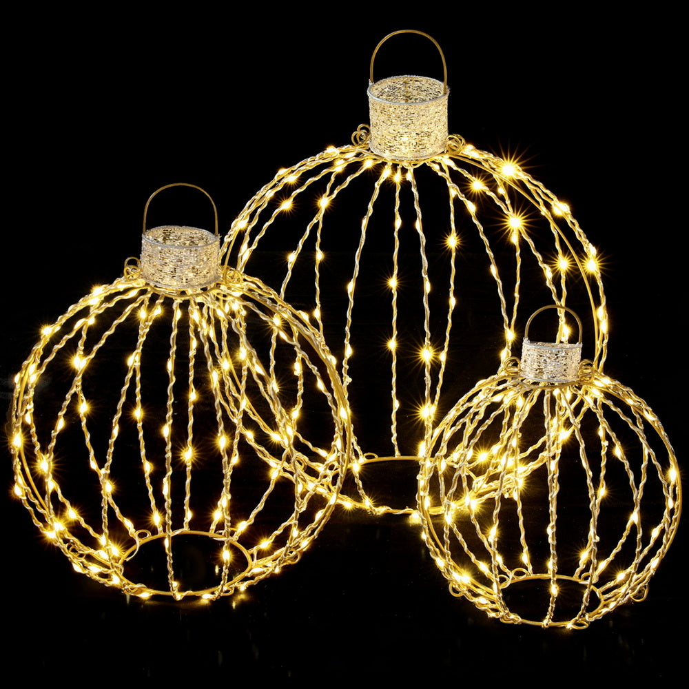 3-Piece Sphere Motif Light Set – Warm White LEDs 320 Lights