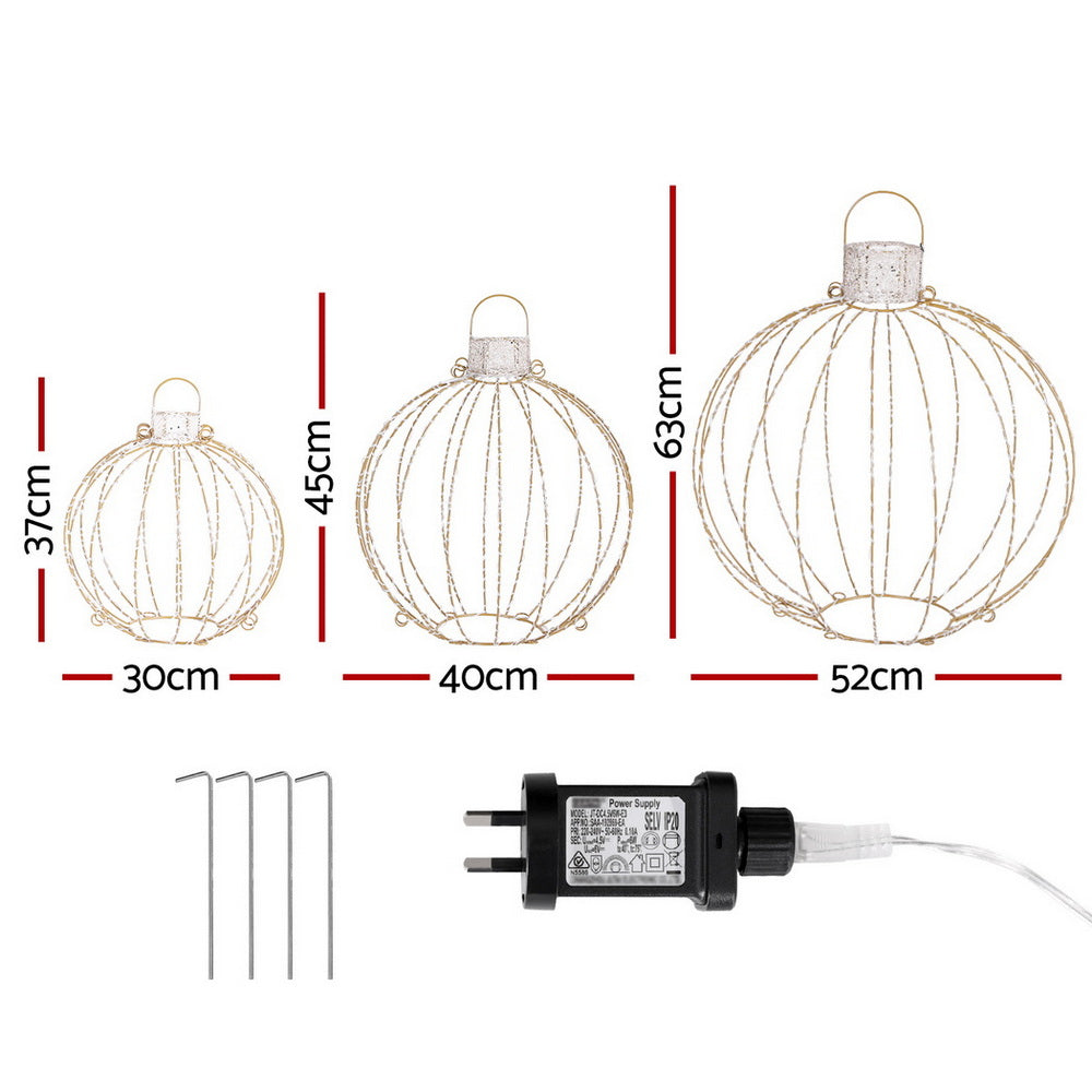 3-Piece Sphere Motif Light Set – Warm White LEDs 320 Lights