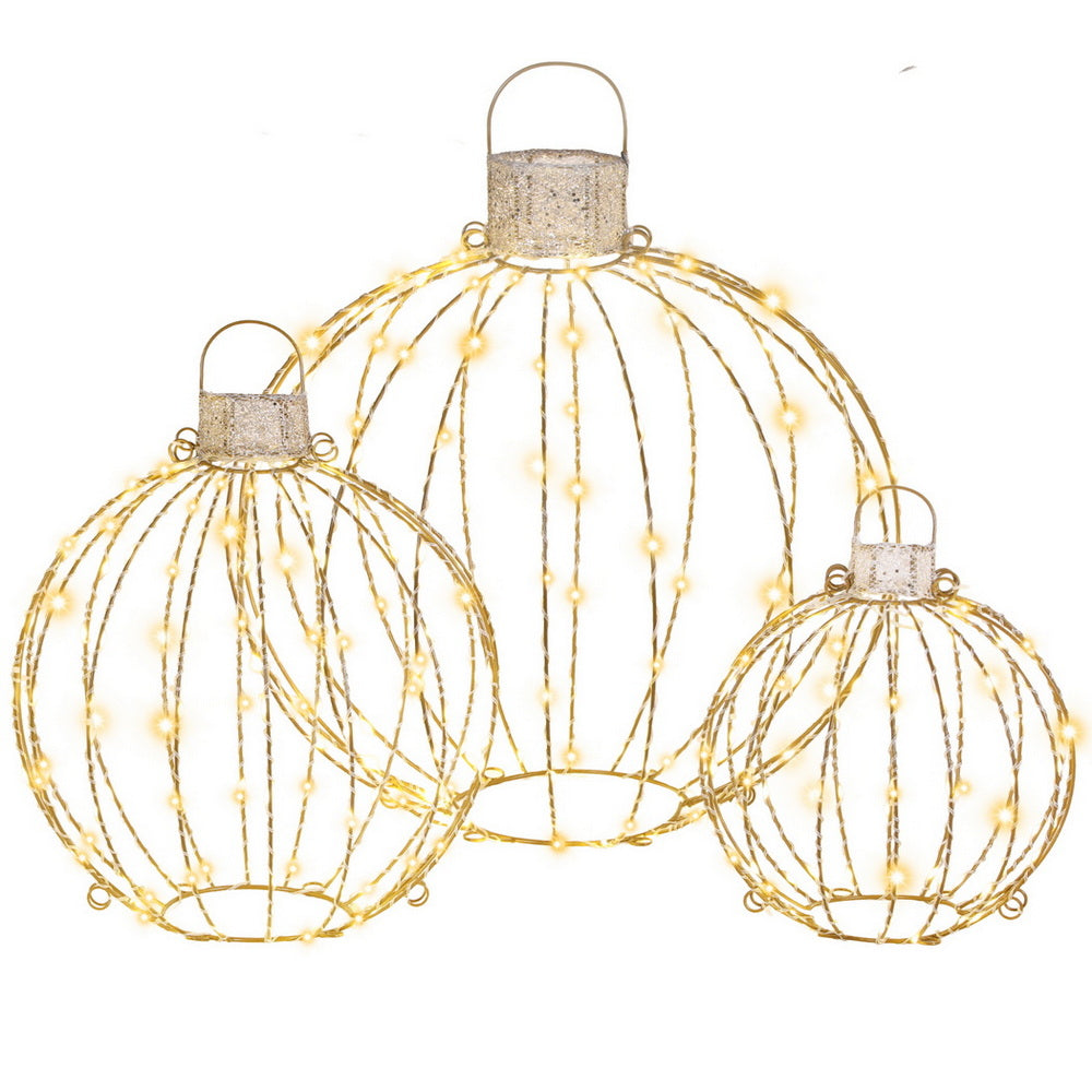 3-Piece Sphere Motif Light Set – Warm White LEDs 320 Lights