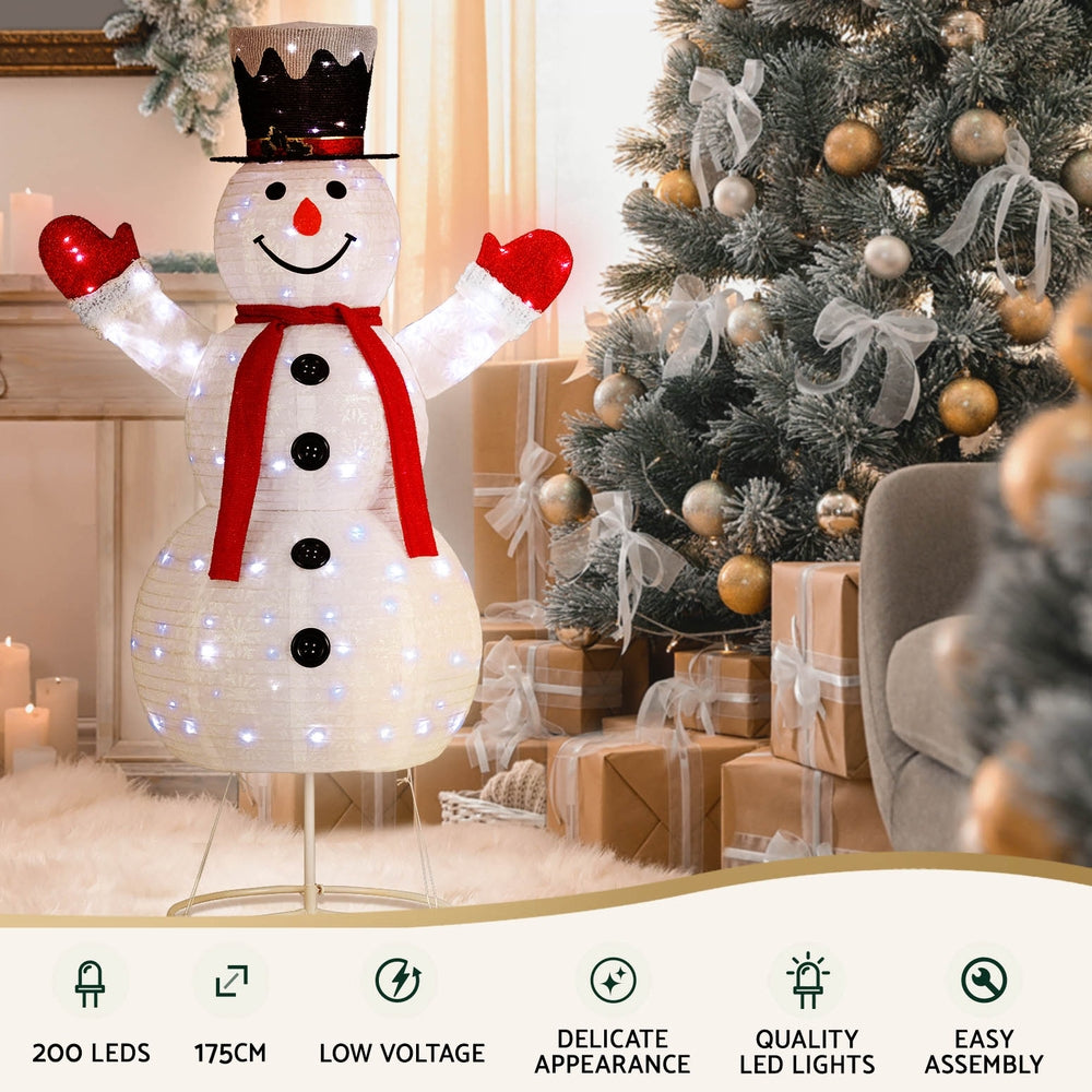 1.75M Light-Up Snowman with 200 Warm White LEDs