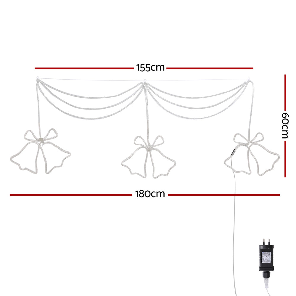 180CM Triple Christmas Bell Motif with 288 Multicolour LEDs