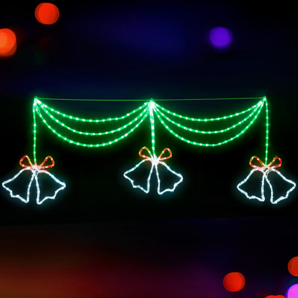 180CM Triple Christmas Bell Motif with 288 Multicolour LEDs