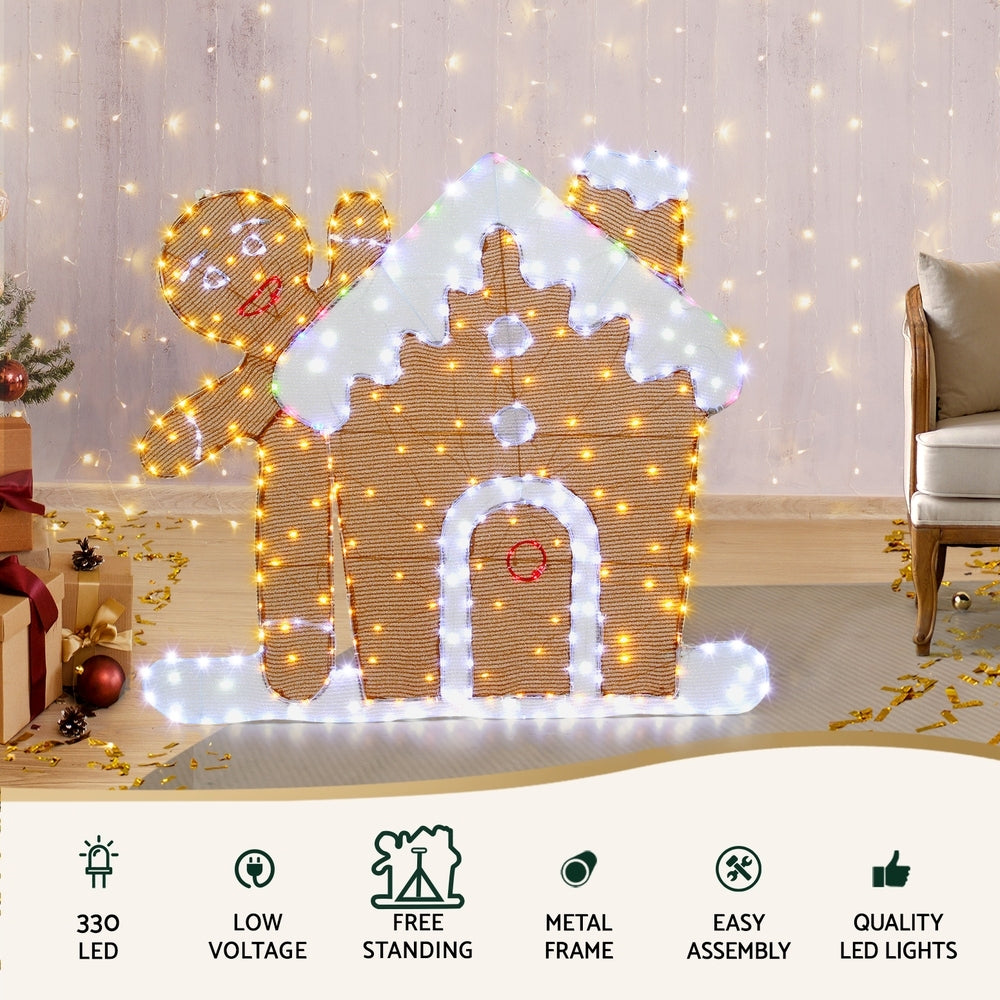 105CM Light-Up Gingerbread House with 330 Multicolour LEDs