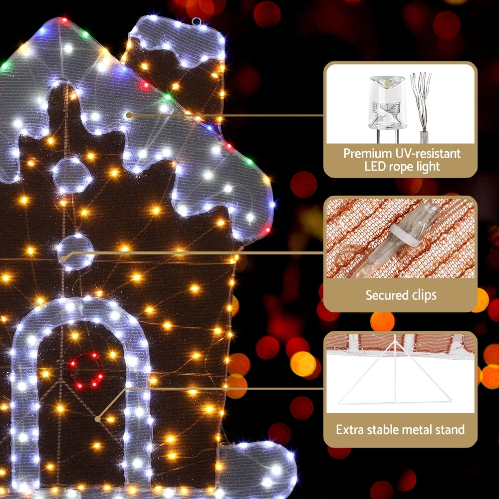 105CM Light-Up Gingerbread House with 330 Multicolour LEDs