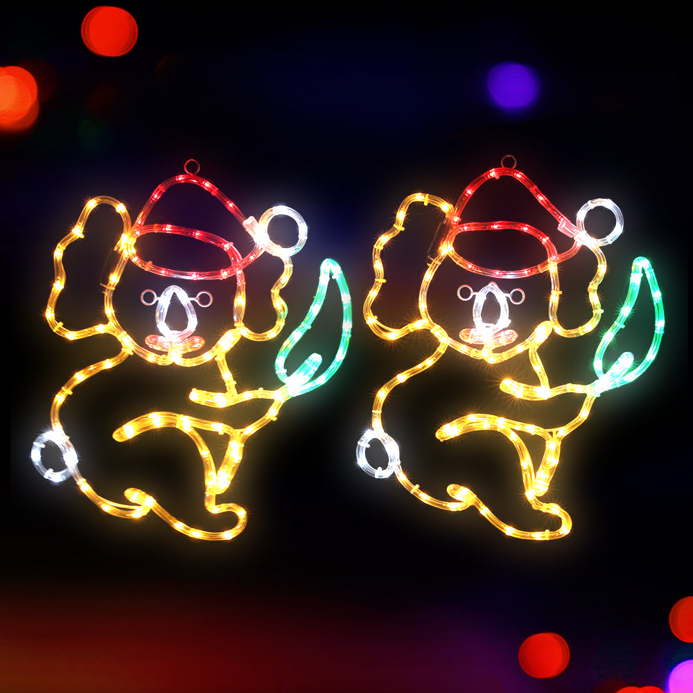 48CM Christmas Koala Motif Pair with Multicolour LEDs