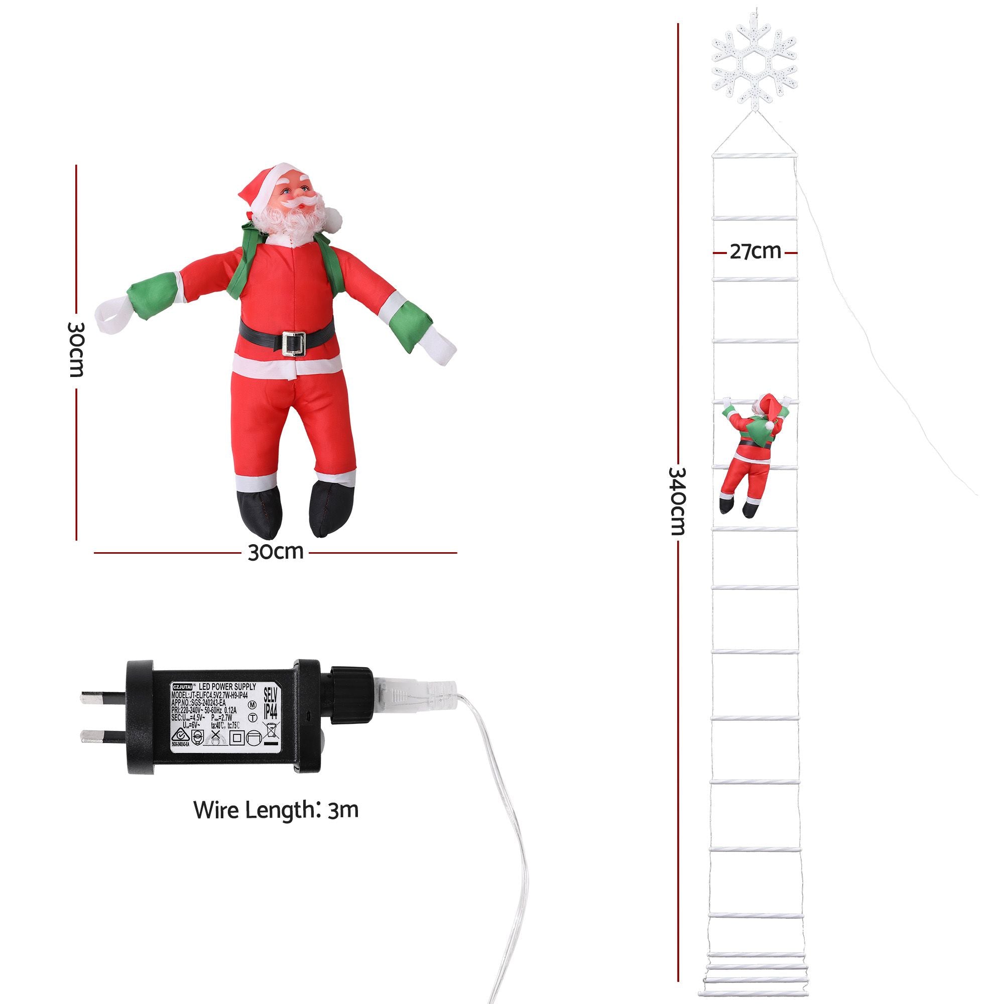 3.4M Climbing Santa Ladder Christmas Lights with 328 LED
