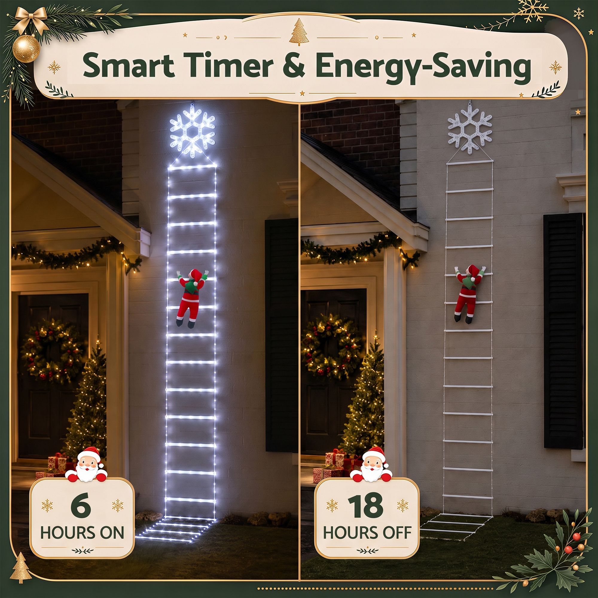 3.4M Climbing Santa Ladder Christmas Lights with 328 LED
