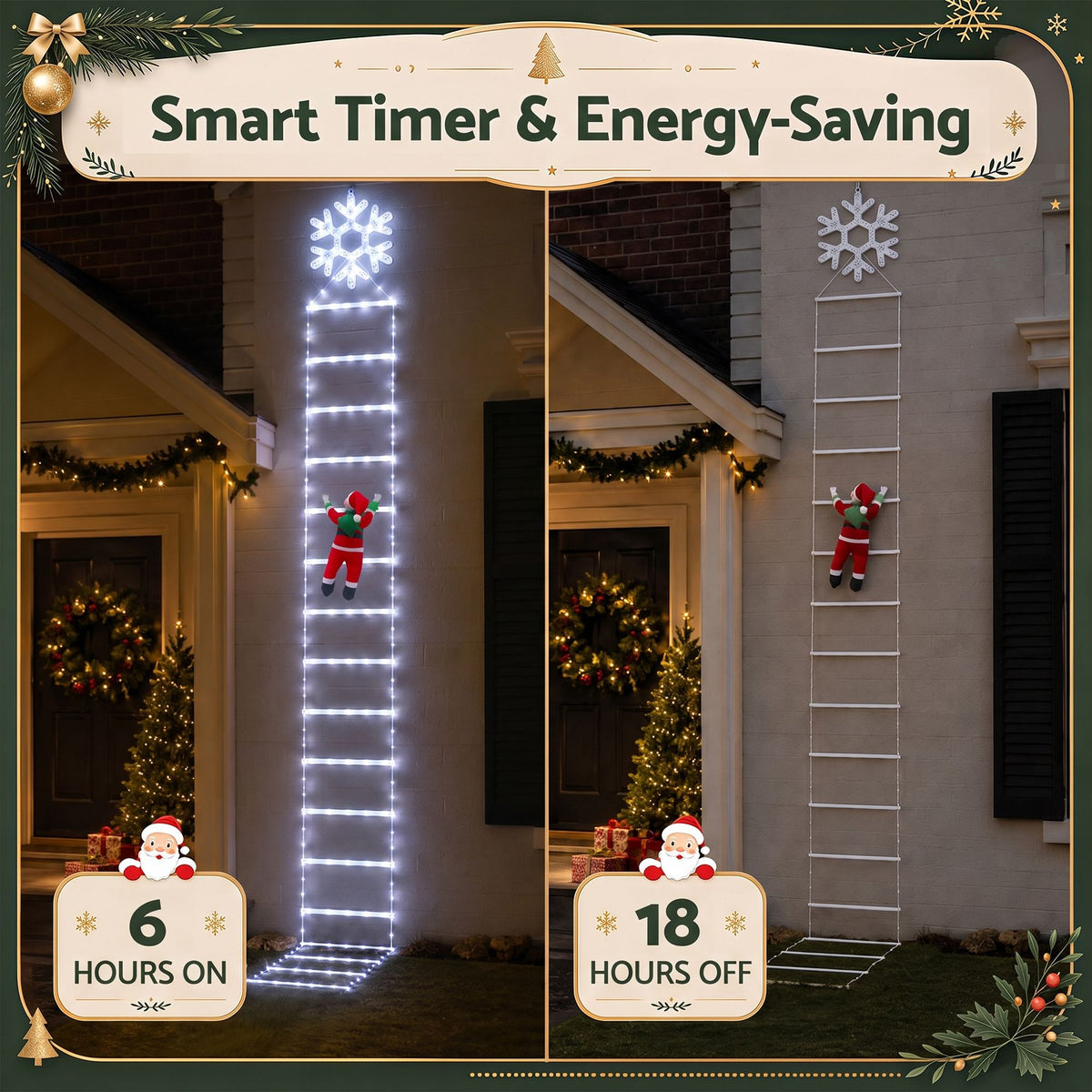3.4M Climbing Santa Ladder Christmas Lights with 328 LED