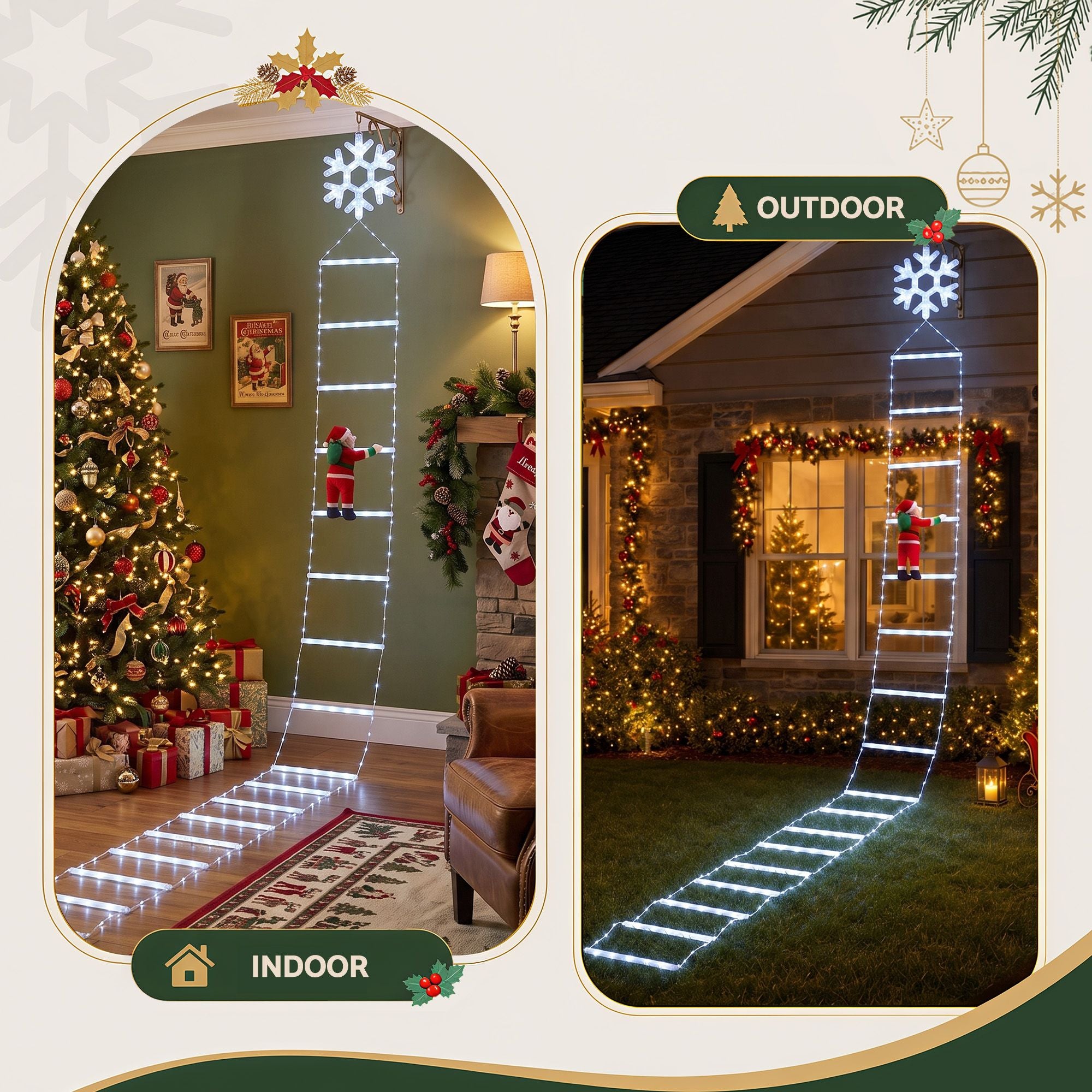 3.4M Climbing Santa Ladder Christmas Lights with 328 LED