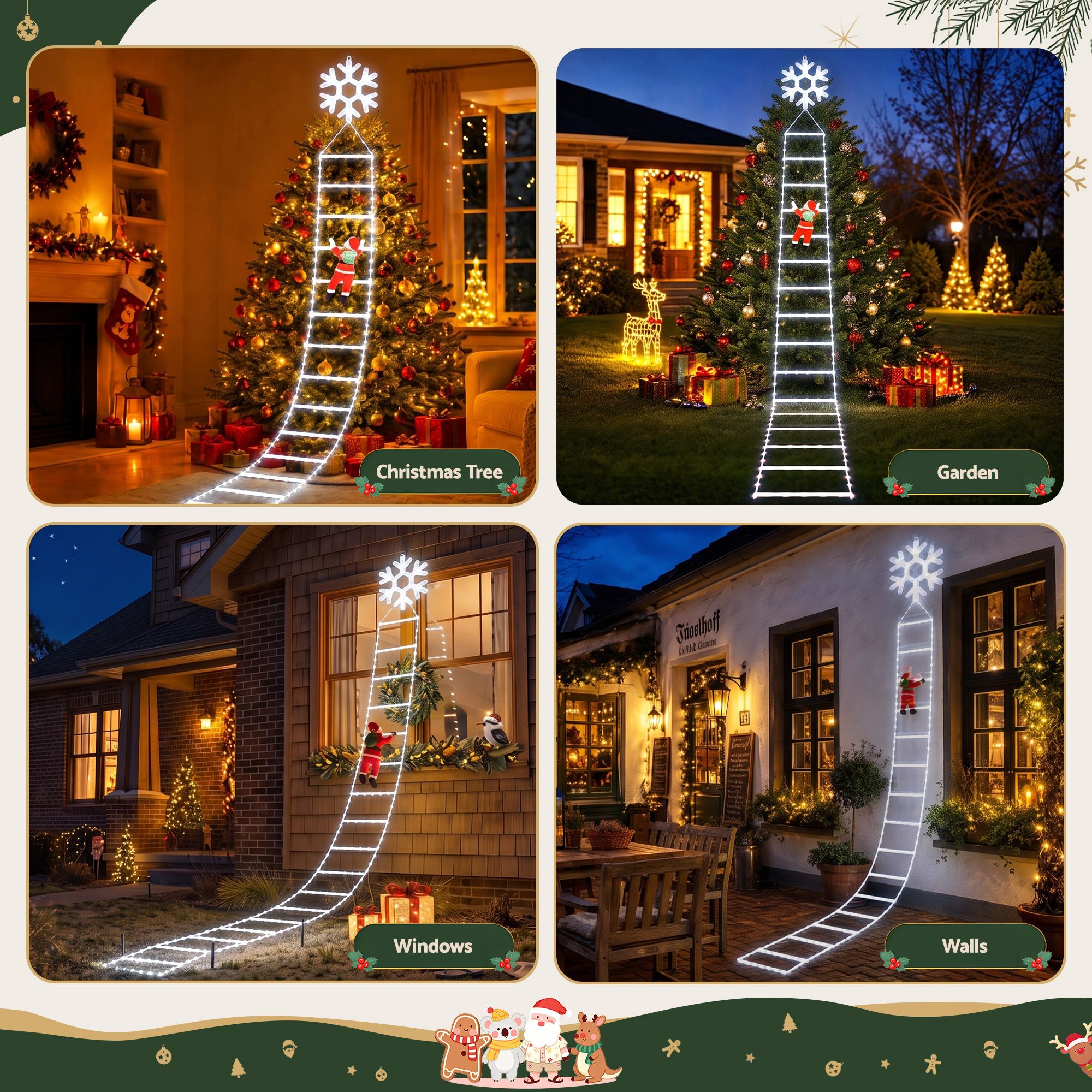 3.4M Climbing Santa Ladder Christmas Lights with 328 LED