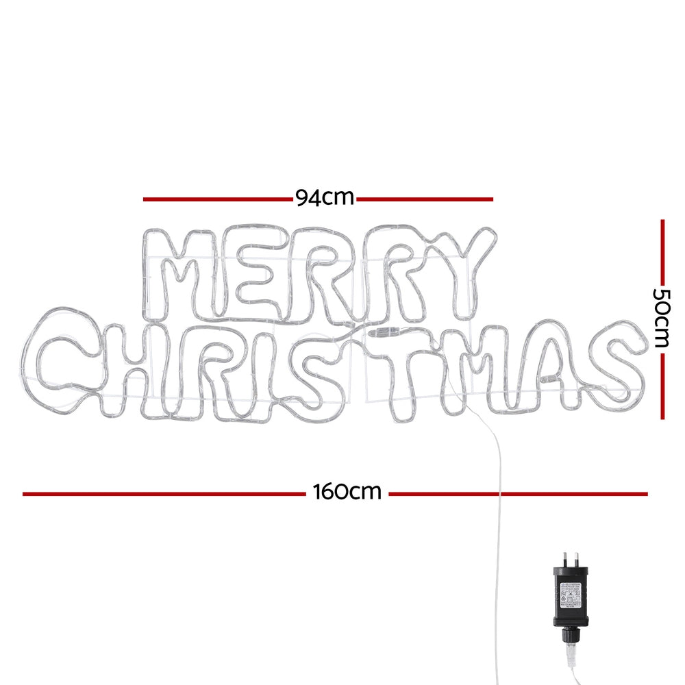 160CM Merry Christmas Motif with 360 Multicolour LEDs