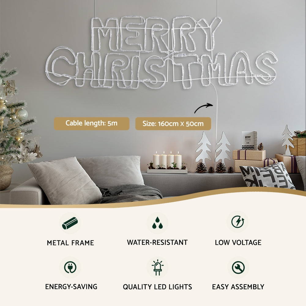 160CM Merry Christmas Motif with 360 Multicolour LEDs