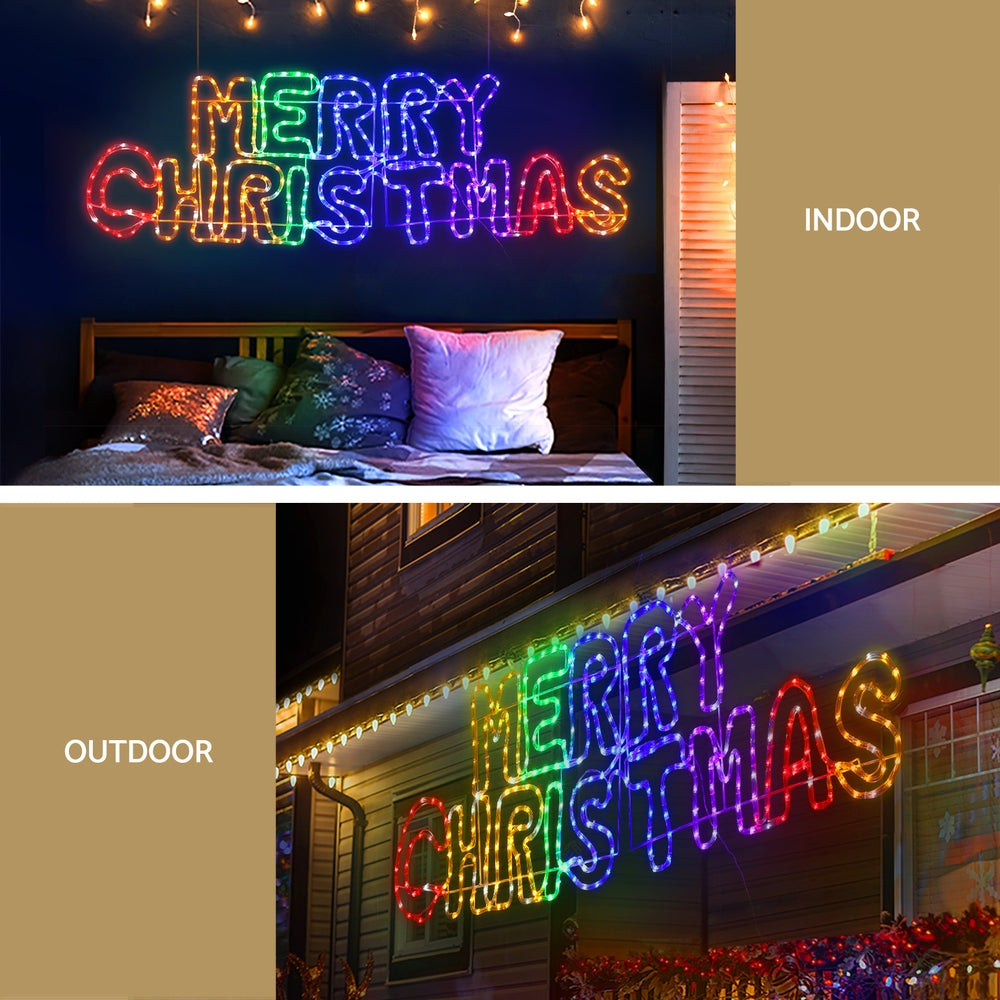 160CM Merry Christmas Motif with 360 Multicolour LEDs
