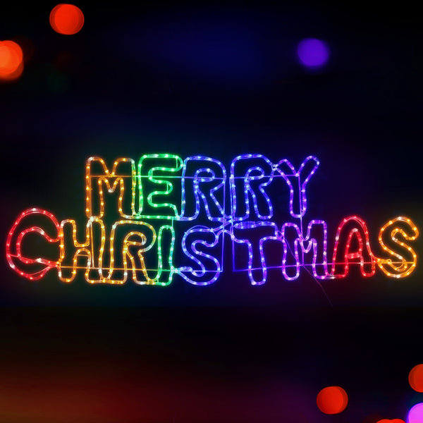 160CM Merry Christmas Motif with 360 Multicolour LEDs
