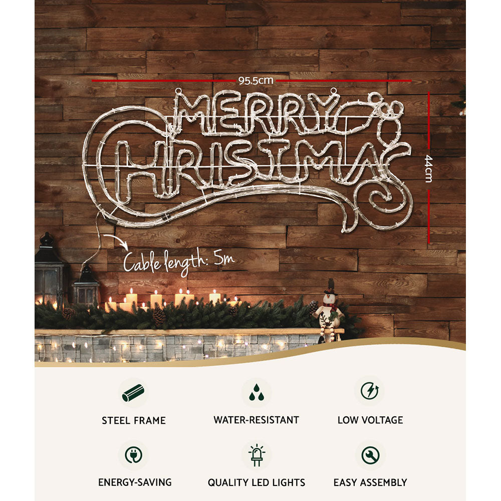 96CM Merry Christmas Motif Light – Multi-Colour LEDs 288 Lights