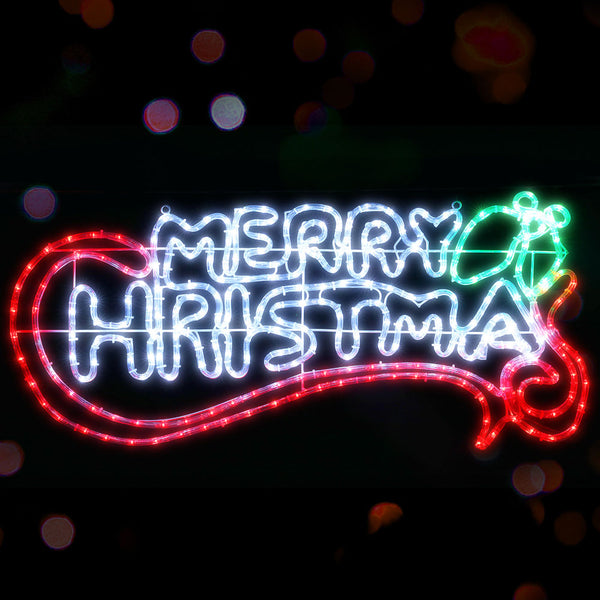 96CM Merry Christmas Stocking Motif with 288 Multicolour LEDs