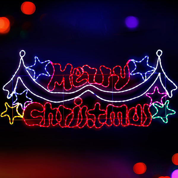 191CM Merry Christmas Motif with 612 Multicolour LEDs