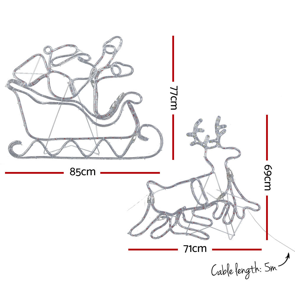 Santa Sleigh and Reindeer Motif Light – Multi-Colour LEDs 806 Lights
