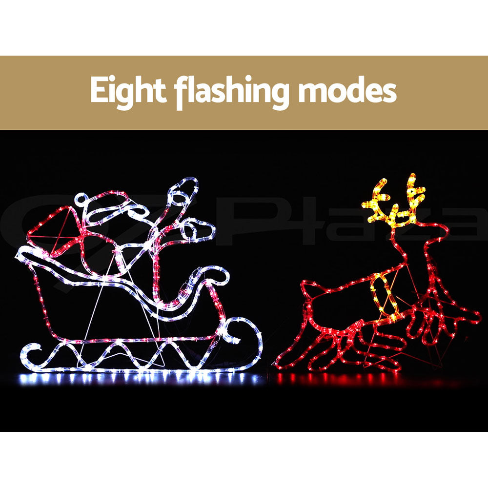 Santa Sleigh and Reindeer Motif Light – Multi-Colour LEDs 806 Lights