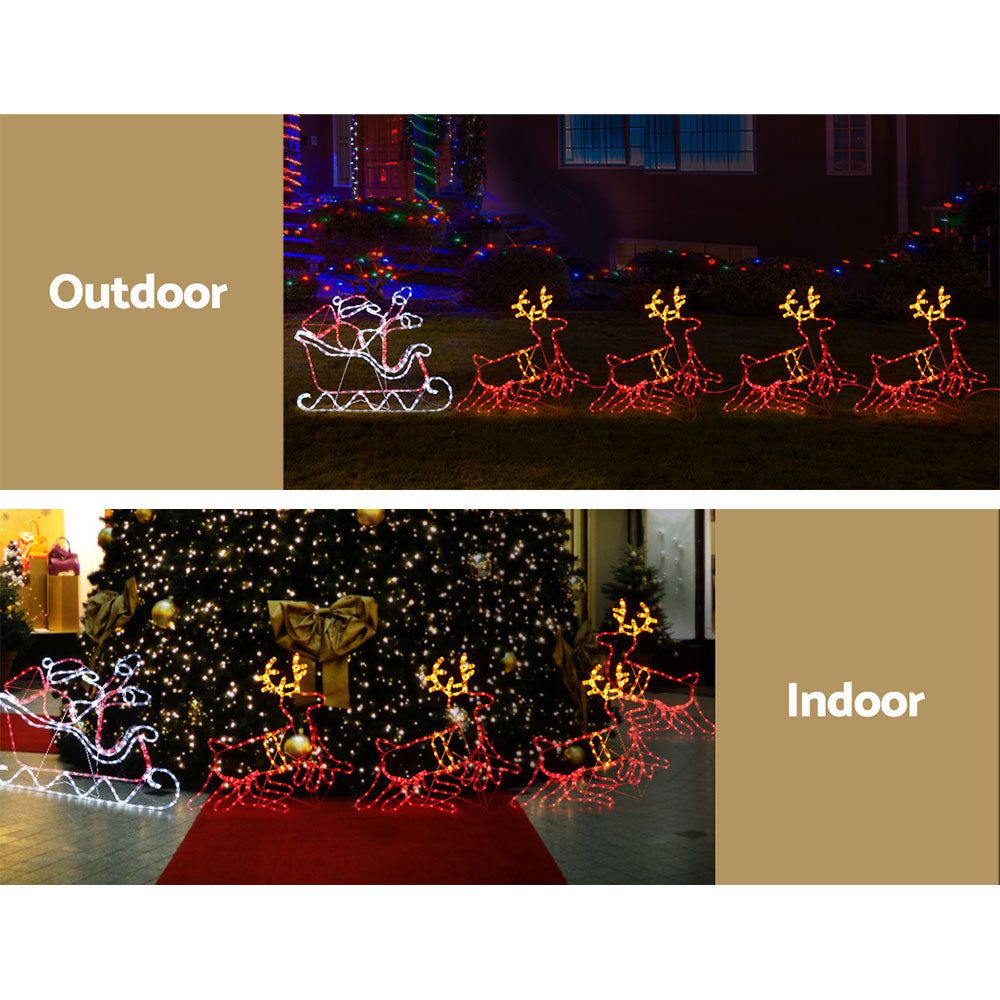 Santa Sleigh and Reindeer Motif Light – Multi-Colour LEDs 806 Lights