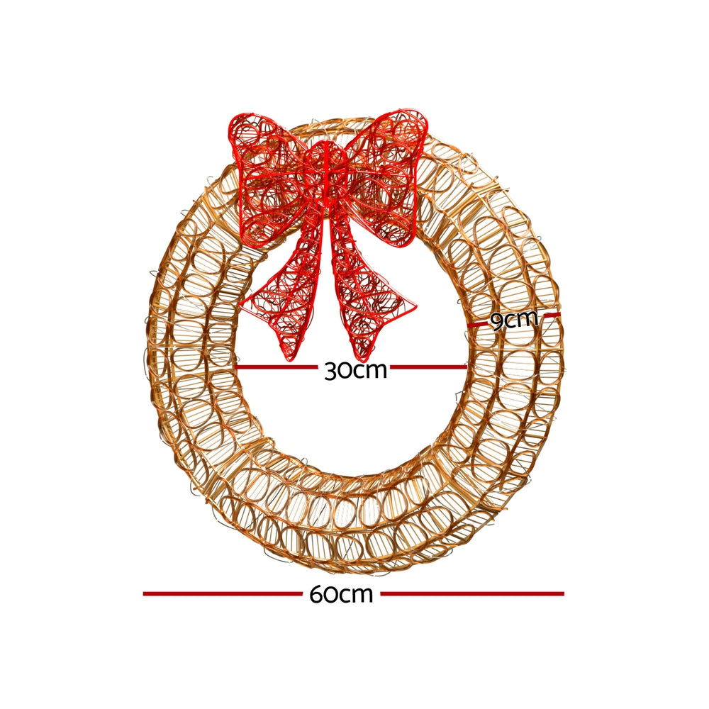 60CM Wreath Motif Light – Solar Warm White LEDs 160 Lights