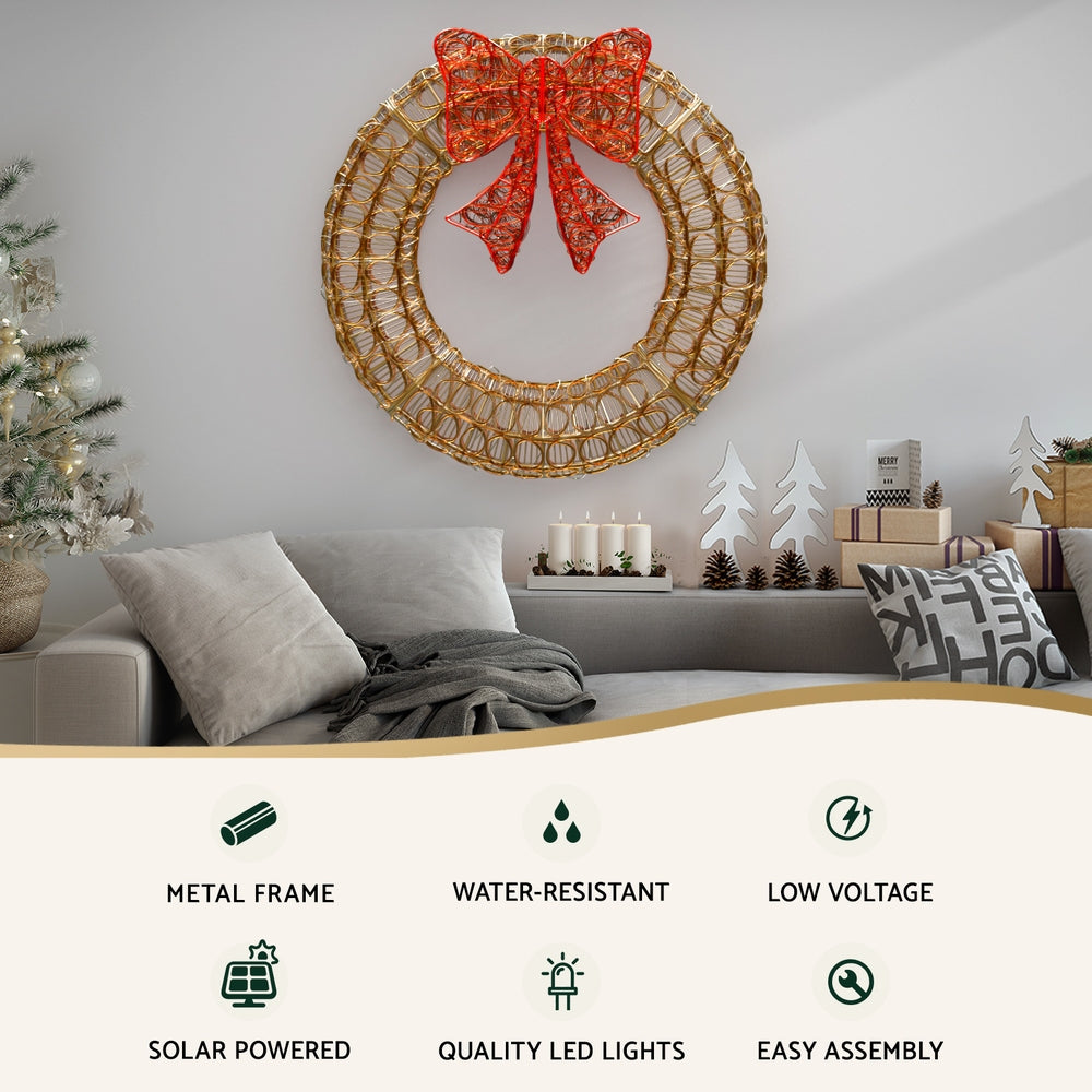 60CM Wreath Motif Light – Solar Warm White LEDs 160 Lights
