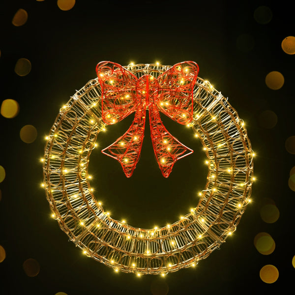 60CM Wreath Motif Light – Solar Warm White LEDs 160 Lights