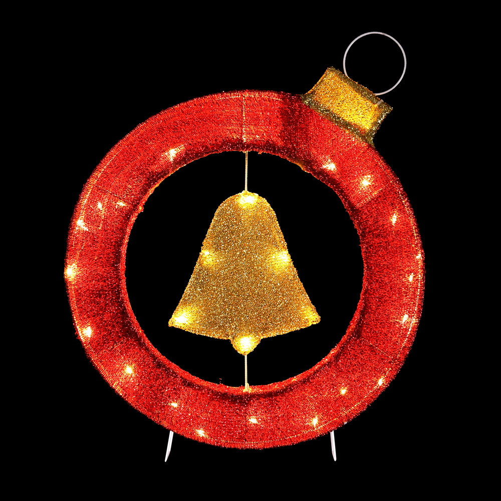 63CM Christmas Bauble Motif with Hanging Bell & 30 LED Lights