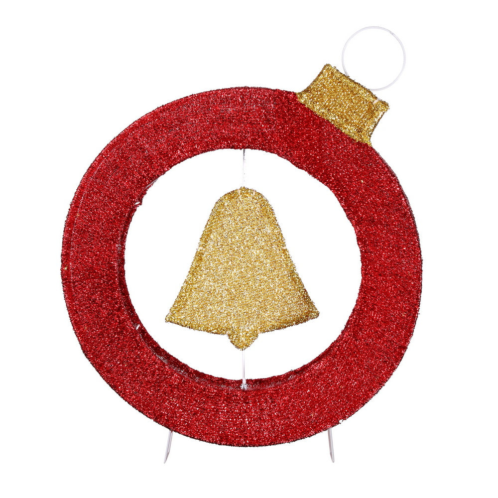 63CM Christmas Bauble Motif with Hanging Bell & 30 LED Lights