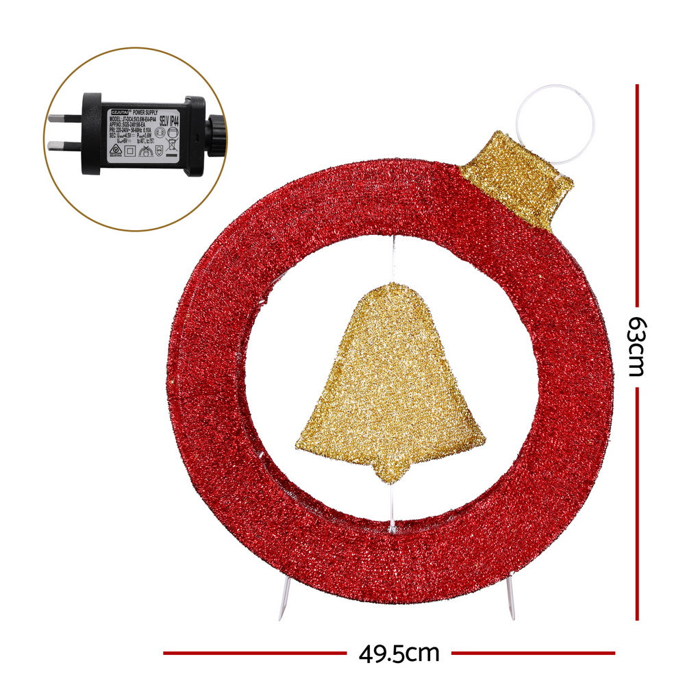 63CM Christmas Bauble Motif with Hanging Bell & 30 LED Lights