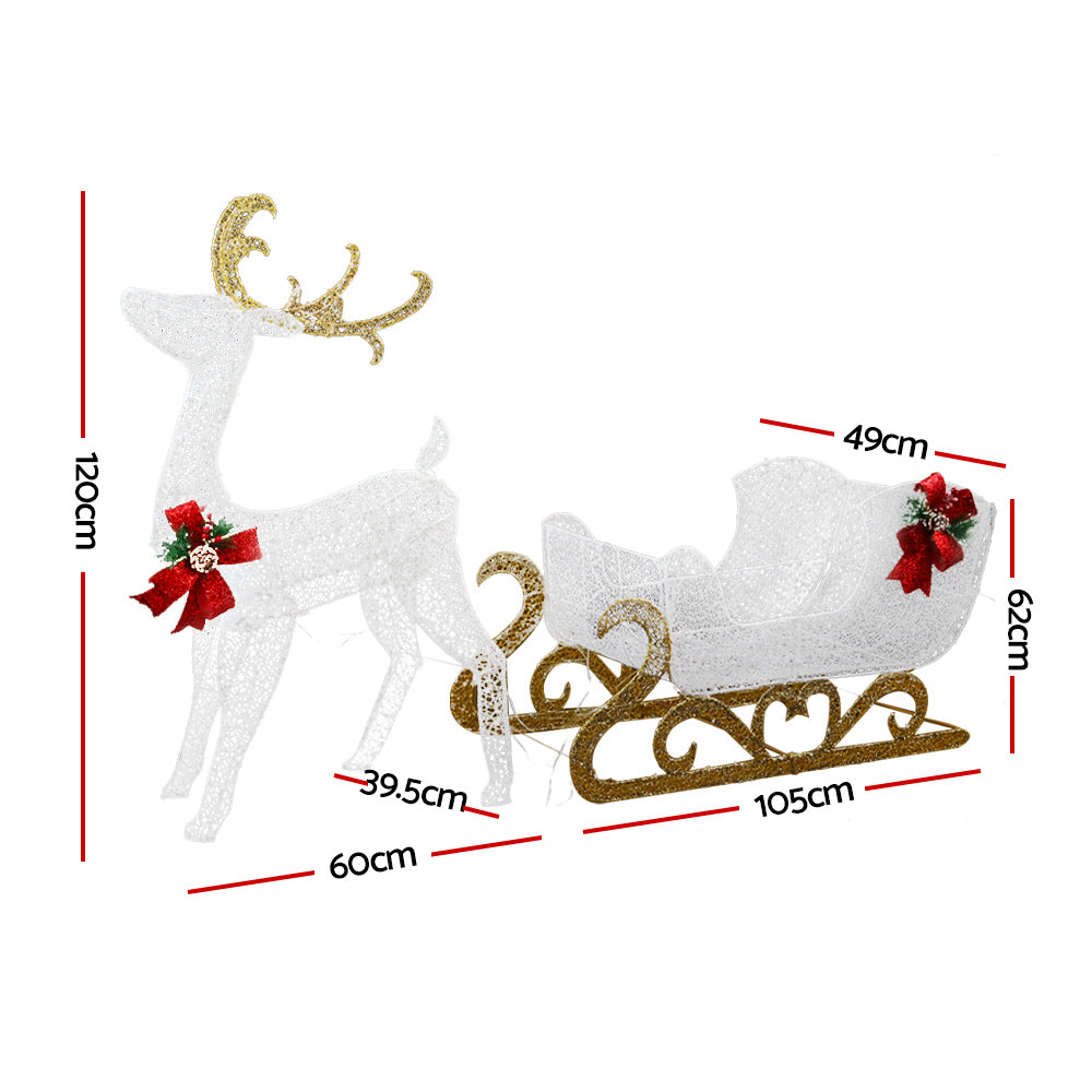 Light-Up Reindeer & Sleigh Set with 215 Warm White LEDs