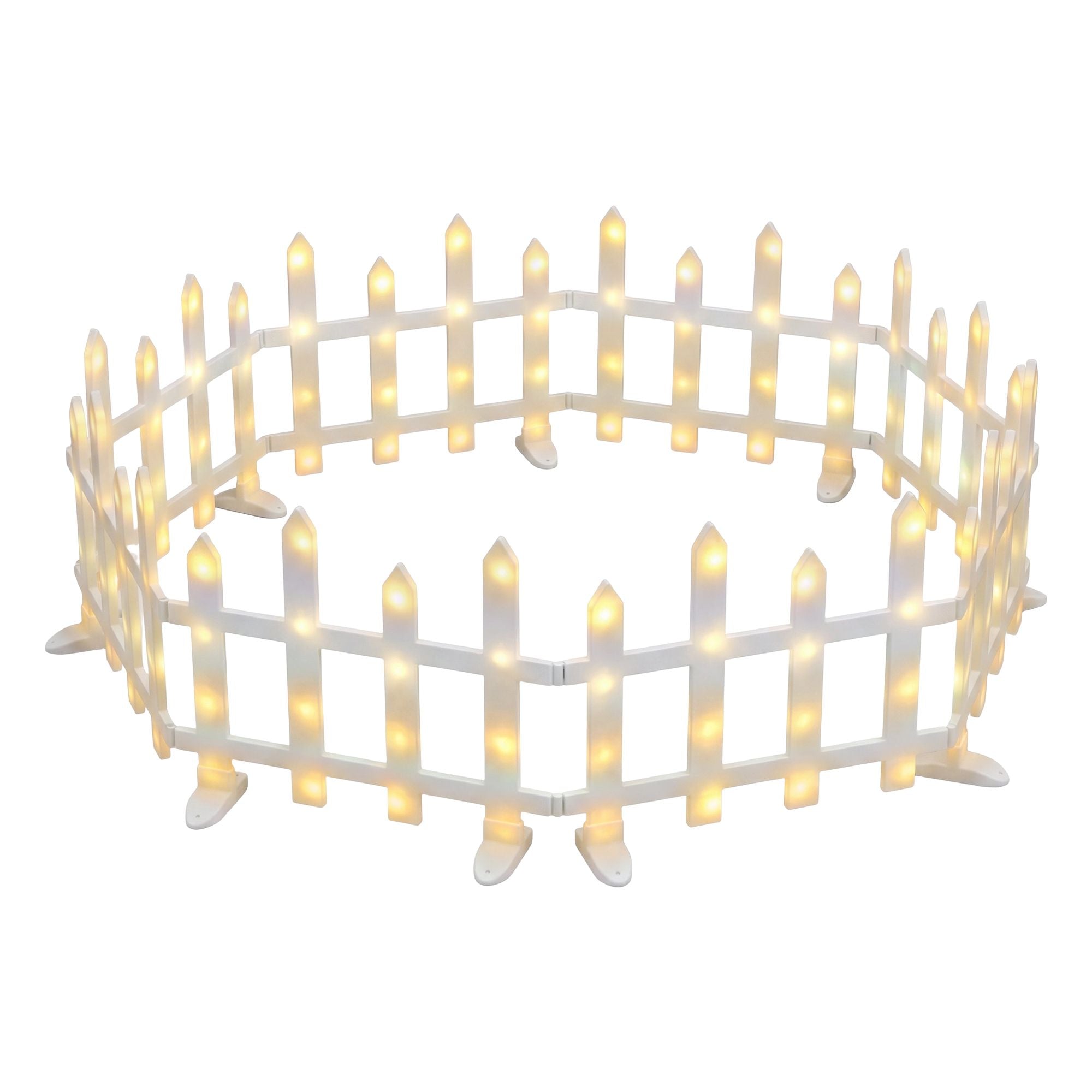 3M Solar Christmas Fence Lights with 128 Warm White LED – 8 Pack
