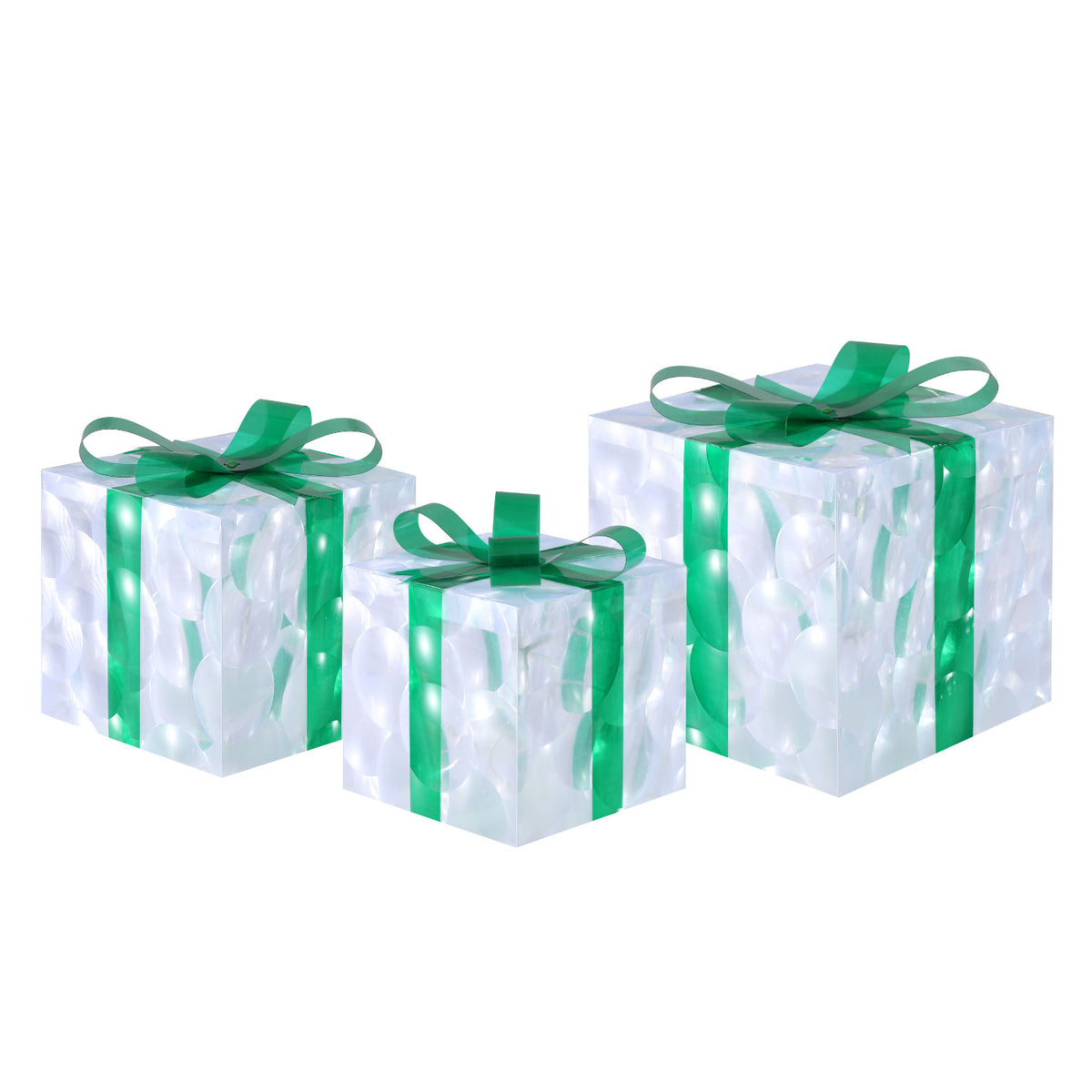 3 Piece Christmas Light Gift Boxes with 70 Warm White LEDs